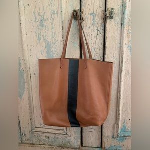 Leather Striped Transport Tote